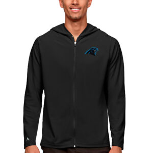 Men's Antigua Black Carolina Panthers Logo Legacy Full-Zip Hoodie