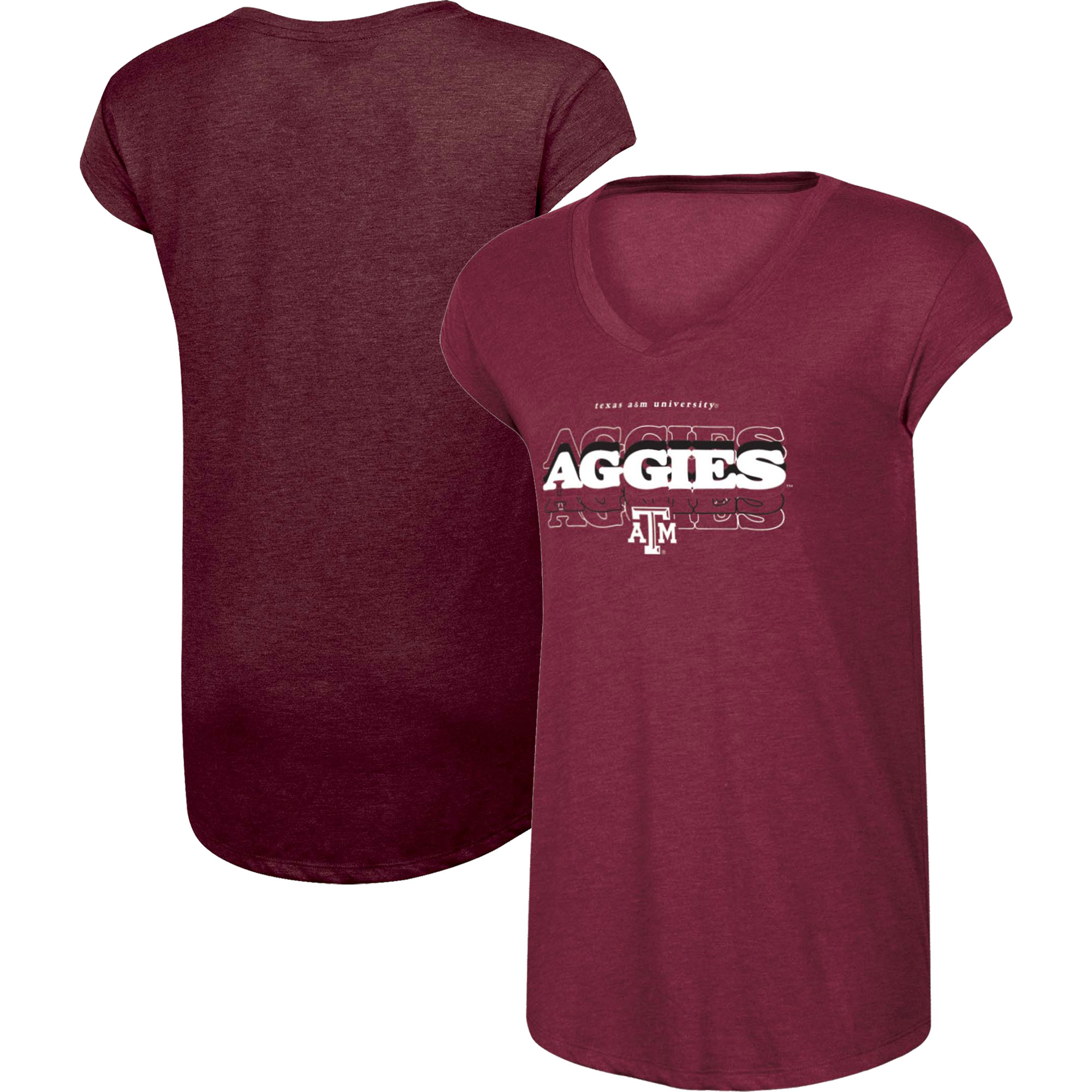 Women's Russell Heather Maroon Texas A&M Aggies Wordmark V-Neck T-Shirt - Image 2