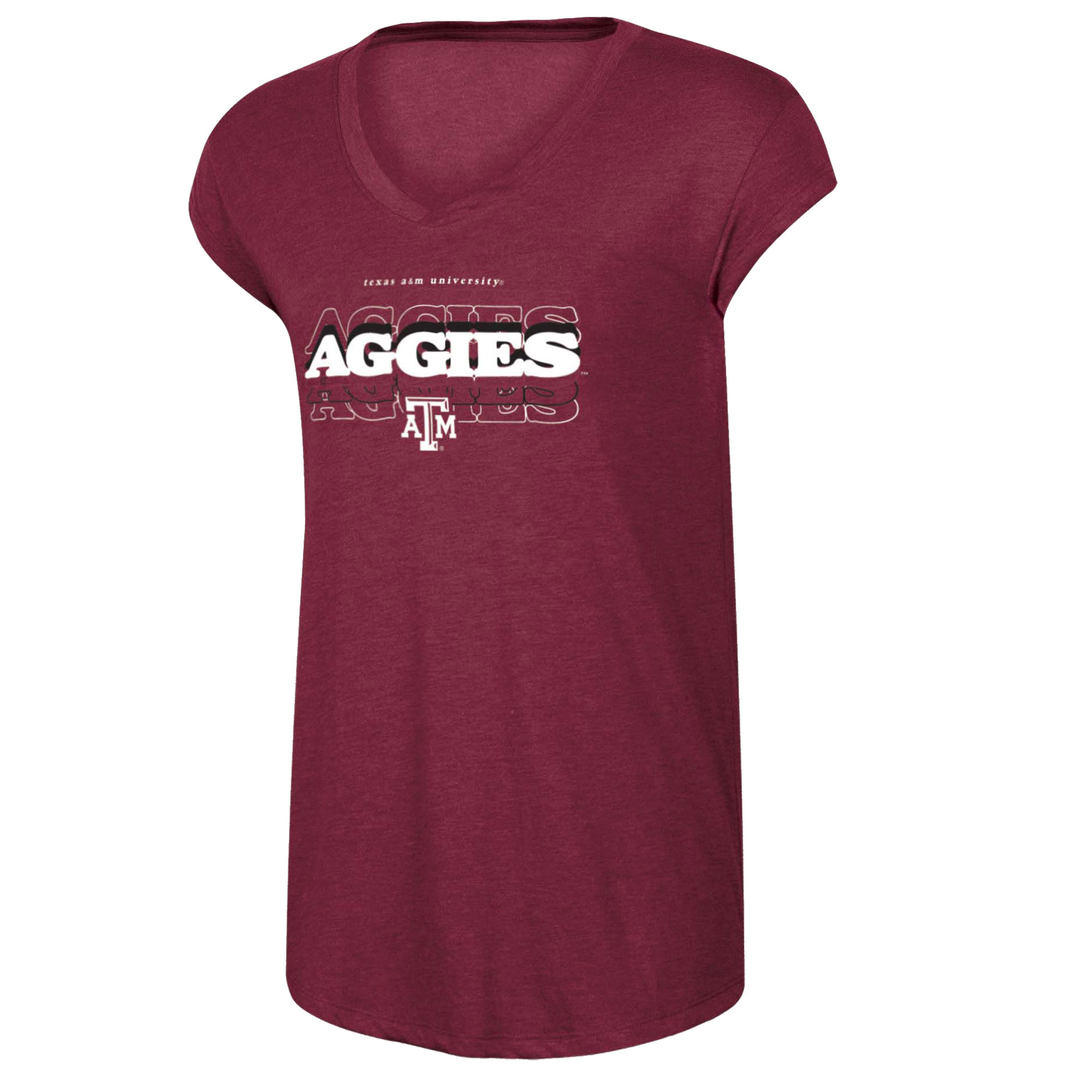 Women's Russell Heather Maroon Texas A&M Aggies Wordmark V-Neck T-Shirt - Image 6