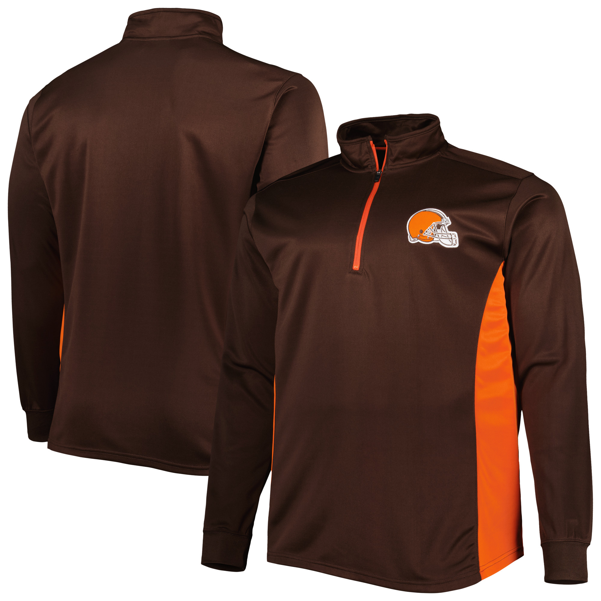 Men's Brown Cleveland Browns Big & Tall Quarter-Zip Top - Image 2