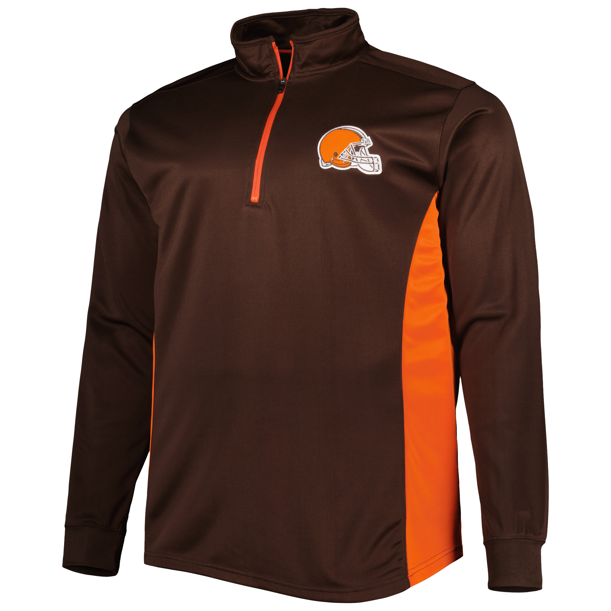 Men's Brown Cleveland Browns Big & Tall Quarter-Zip Top - Image 3