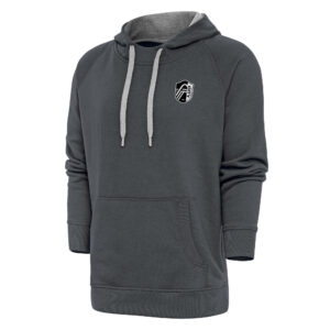 Men's Antigua Charcoal St. Louis City SC Brushed Metallic Logo Victory Pullover Hoodie