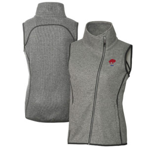 Women's Cutter & Buck Heather Gray Buffalo Bills Throwback Logo Mainsail Full-Zip Vest