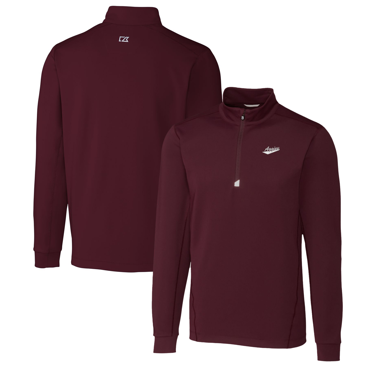 Men's Cutter & Buck Crimson New Mexico State Aggies Traverse Stretch Quarter Zip-Pullover Top - Image 2