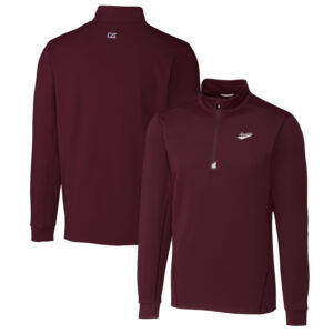 Men's Cutter & Buck Crimson New Mexico State Aggies Traverse Stretch Quarter Zip-Pullover Top