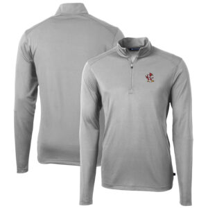 Men's Cutter & Buck Gray Louisville Cardinals Virtue Eco Pique Recycled Quarter-Zip Pullover Top