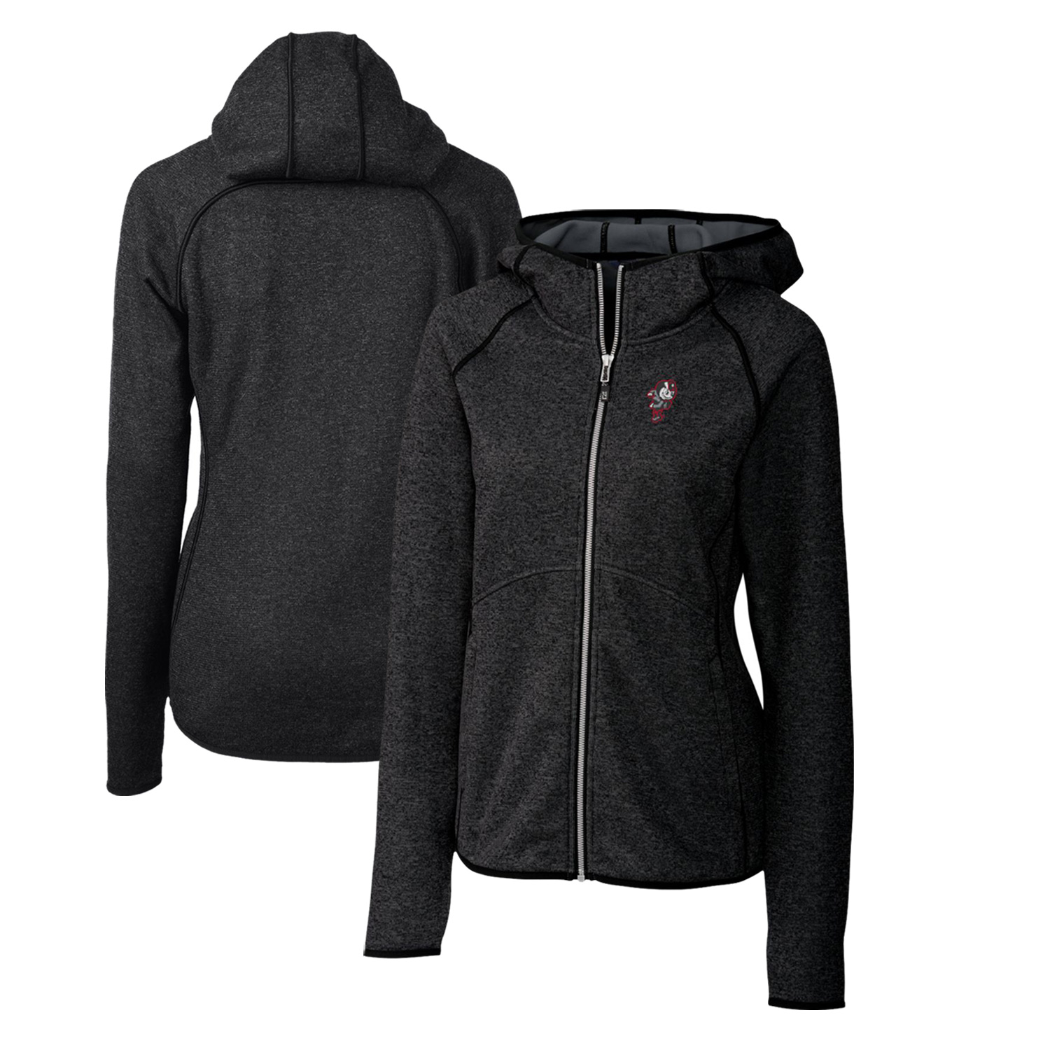 Women's Cutter & Buck Heather Charcoal Ohio State Buckeyes Mainsail Sweater-Knit Full-Zip Hoodie - Image 2
