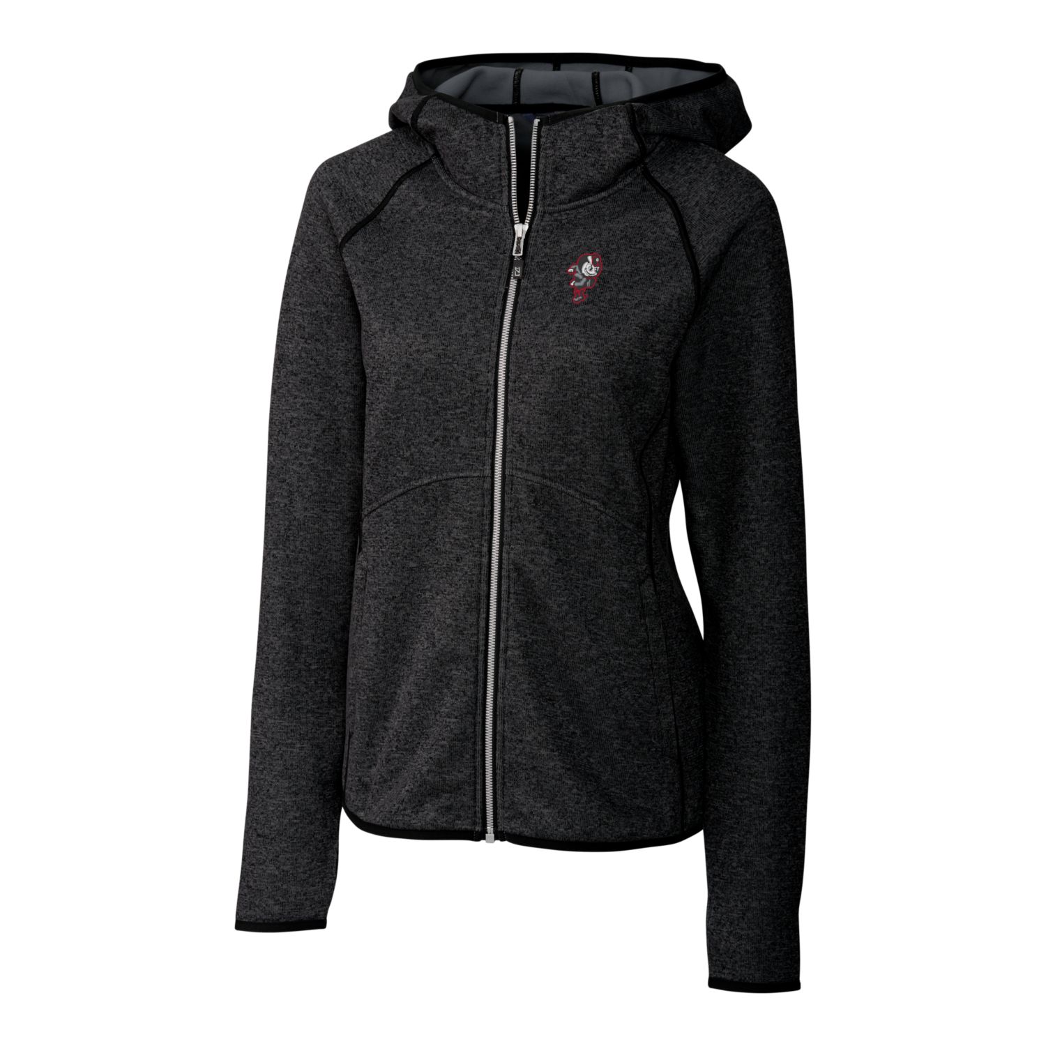 Women's Cutter & Buck Heather Charcoal Ohio State Buckeyes Mainsail Sweater-Knit Full-Zip Hoodie - Image 6