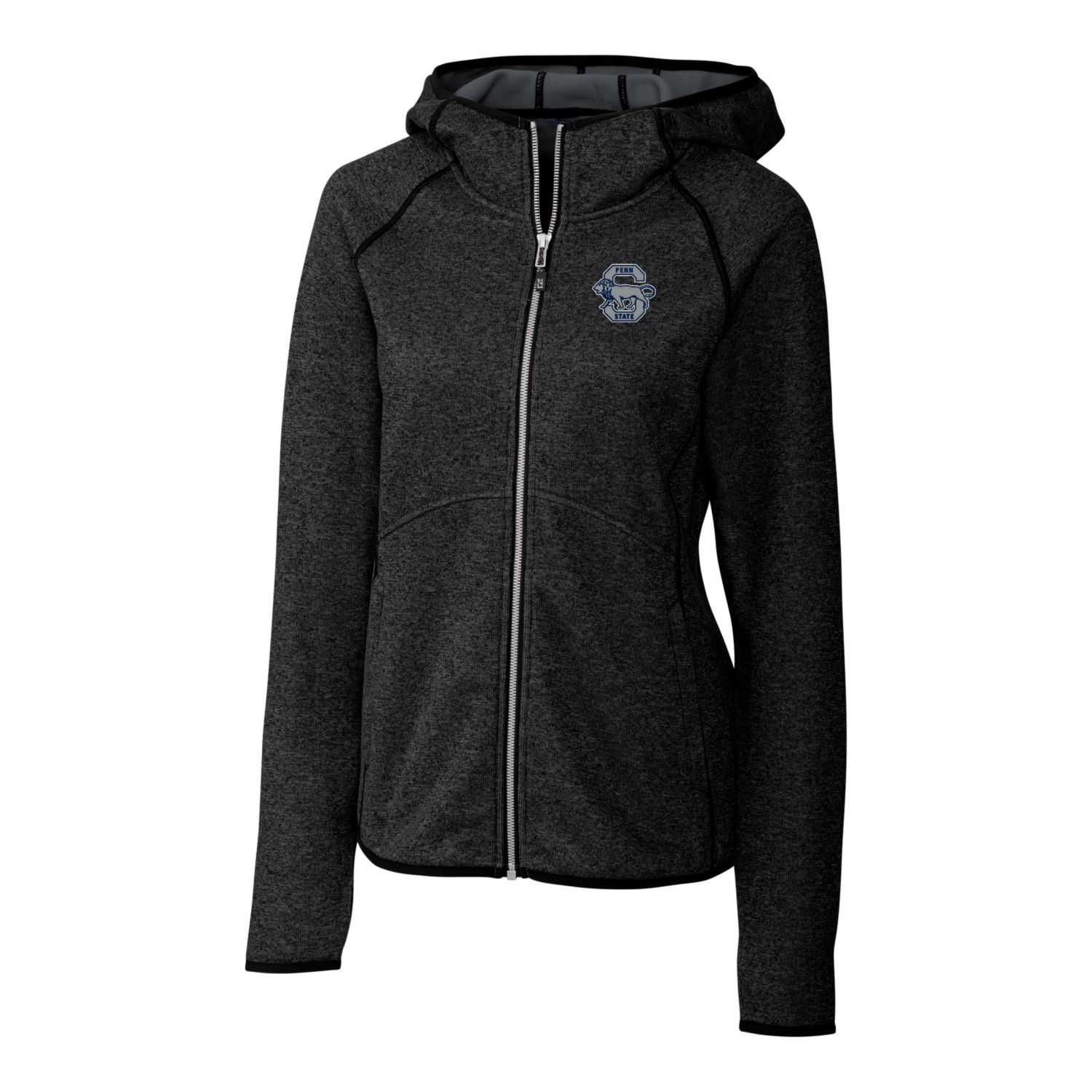 Women's Cutter & Buck Heather Charcoal Penn State Nittany Lions Mainsail Sweater-Knit Full-Zip Hoodie - Image 3