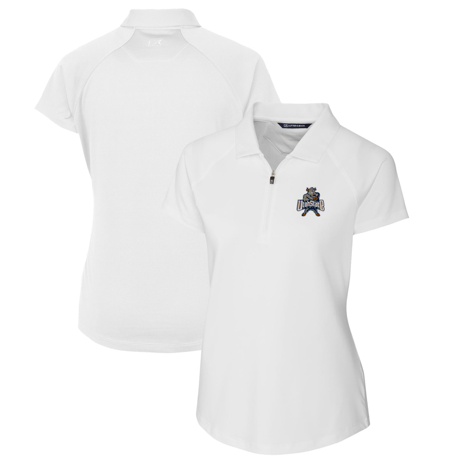 Women's Cutter & Buck White Utah State Aggies Forge Stretch Polo