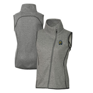Women's Cutter & Buck Heather Gray FIU Panthers Mainsail Sweater-Knit Full-Zip Vest