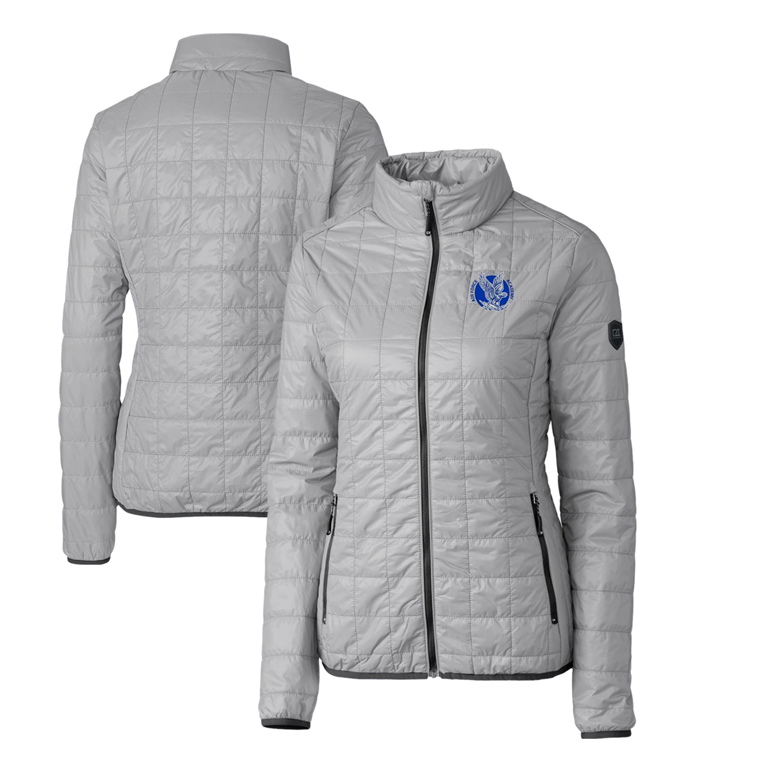 Women's Cutter & Buck Gray Air Force Falcons Vault Rainier PrimaLoft Eco Insulated Full-Zip Puffer Jacket