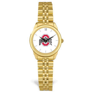 Women's Gold Ohio State Buckeyes Logo Medallion Rolled Link Bracelet Wristwatch