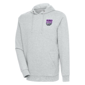 Men's Antigua Heather Gray Sacramento Kings Action Pullover Hoodie