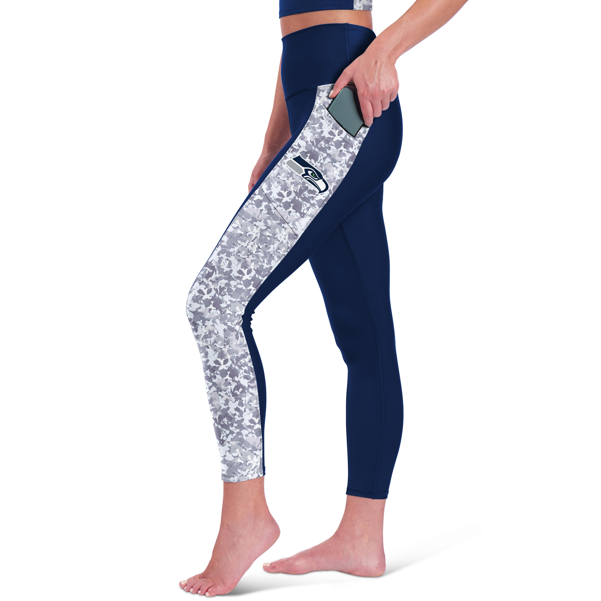 Women's Certo Navy Seattle Seahawks High Waist Logo Two-Pocket Leggings