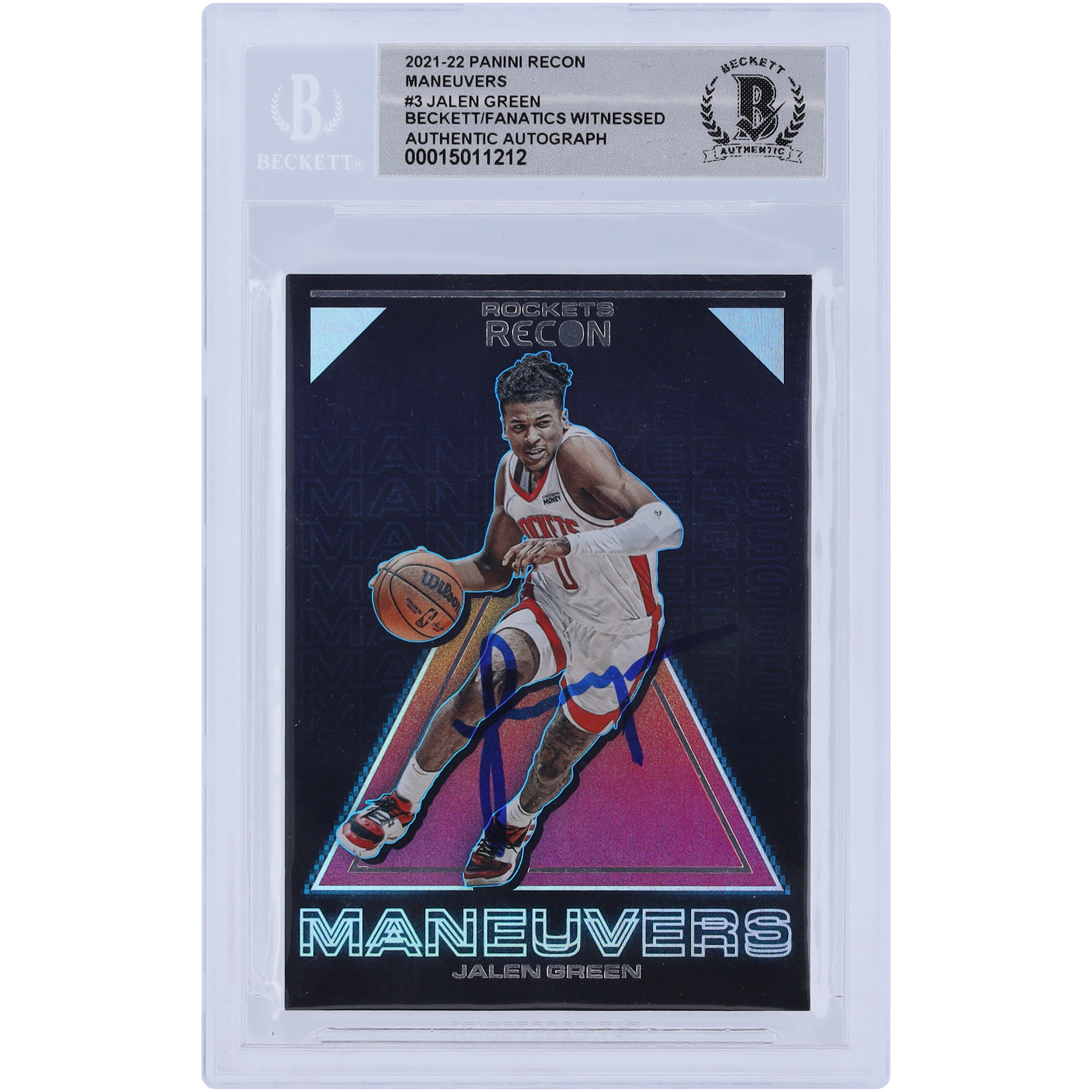 Jalen Green Houston Rockets Autographed 2021-22 Panini Recon Maneuvers #3 Beckett Fanatics Witnessed Authenticated 10 Rookie Card - Image 2