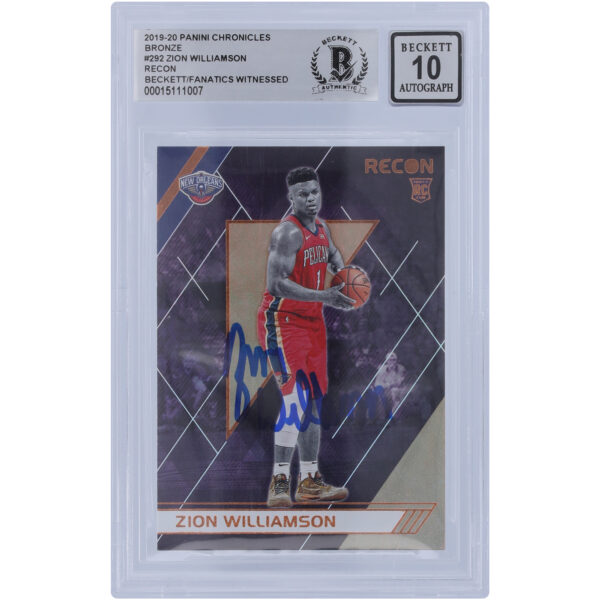 Zion Williamson New Orleans Pelicans Autographed 2019-20 Panini Chronicles Recon Bronze Variation #292 Beckett Fanatics Witnessed Authenticated 10 Rookie Card - Image 4