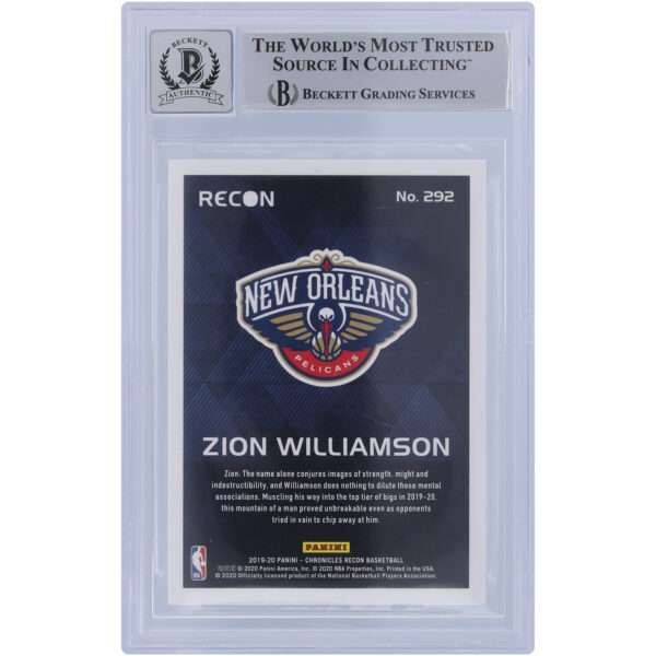Zion Williamson New Orleans Pelicans Autographed 2019-20 Panini Chronicles Recon Bronze Variation #292 Beckett Fanatics Witnessed Authenticated 10 Rookie Card - Image 5