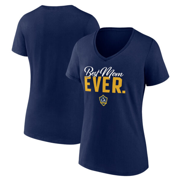 Women's Navy LA Galaxy Mother's Day Best Mom Ever Logo - V-Neck T-Shirt