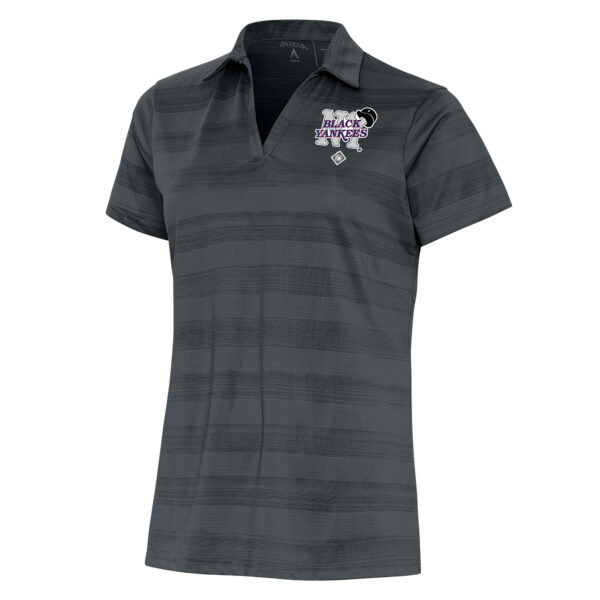 Women's Antigua Heather Charcoal New York Black Yankees Compass Polo