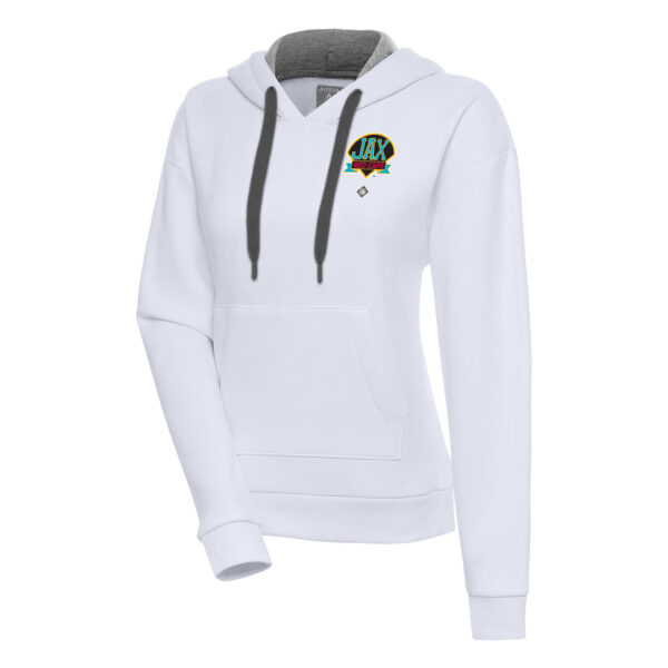 Women's Antigua White Jacksonville Red Caps Victory Pullover Hoodie