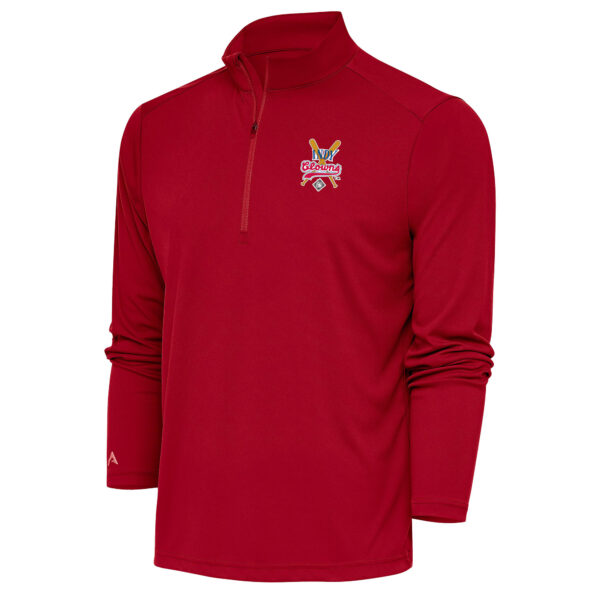 Men's Antigua Red Indianapolis Clowns Tribute Quarter-Zip Pullover Top