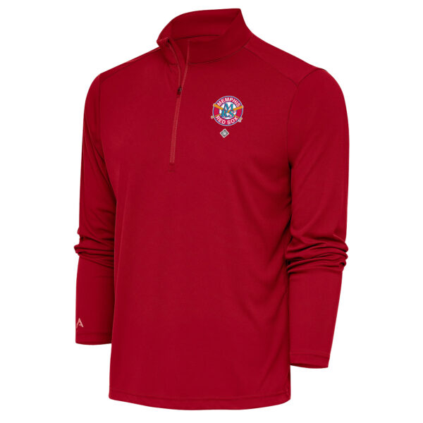 Men's Antigua Red Memphis Red Sox Tribute Quarter-Zip Pullover Top