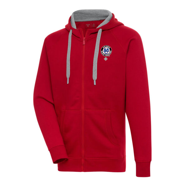 Men's Antigua Red Atlanta Black Crackers Victory Full-Zip Hoodie