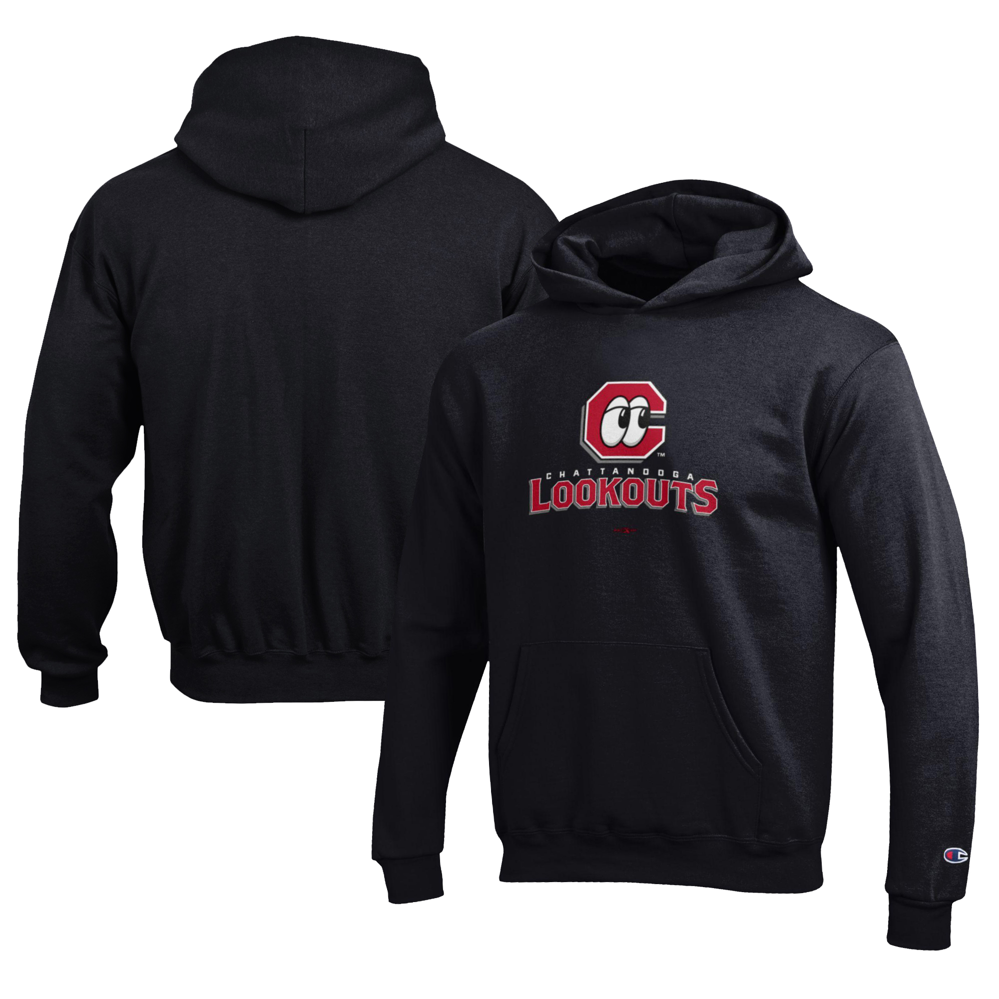 Youth Champion Black Chattanooga Lookouts Eco Powerblend Pullover Hoodie - Image 2