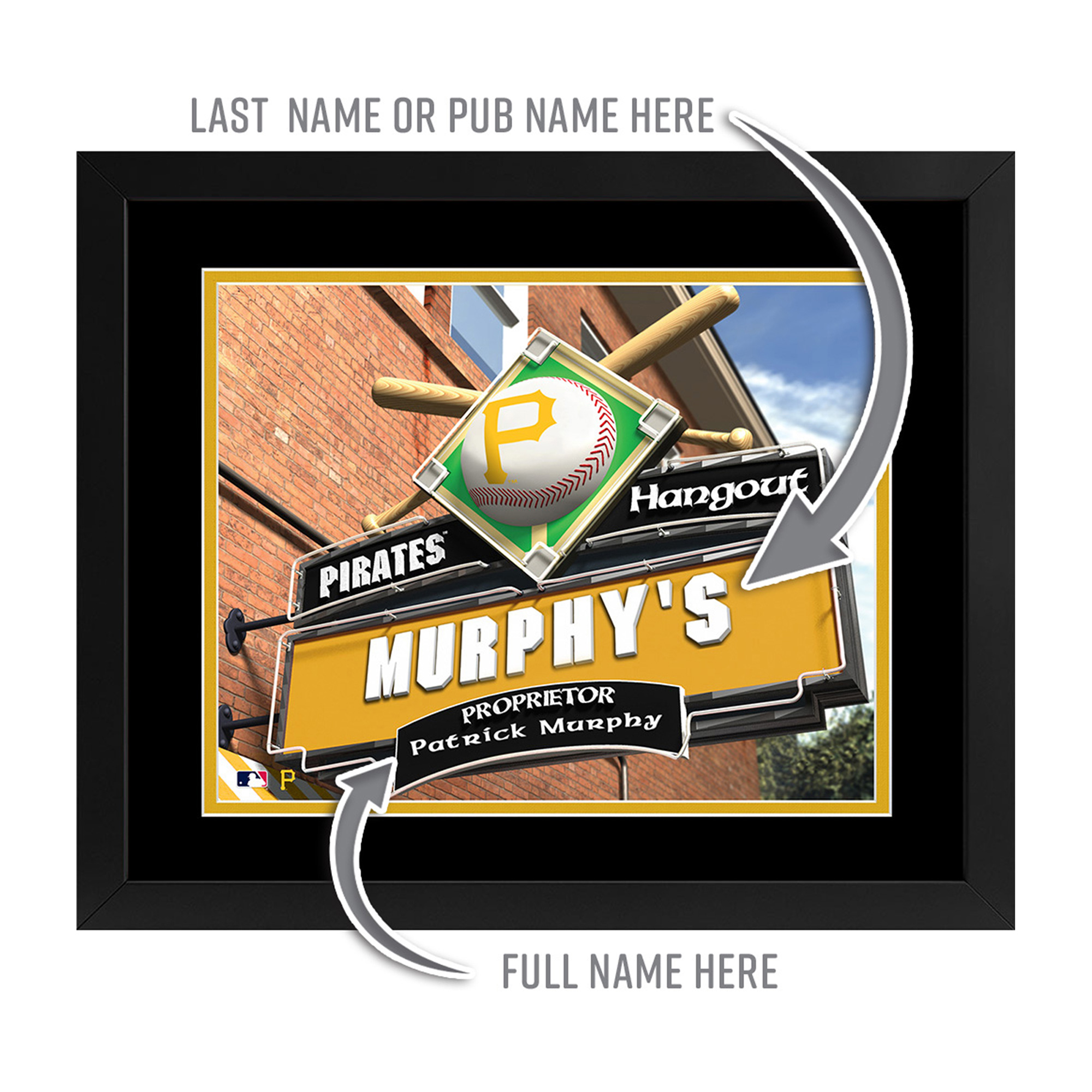 Imperial Pittsburgh Pirates Personalized 14'' x 18'' Print Hangout Sign - Image 5