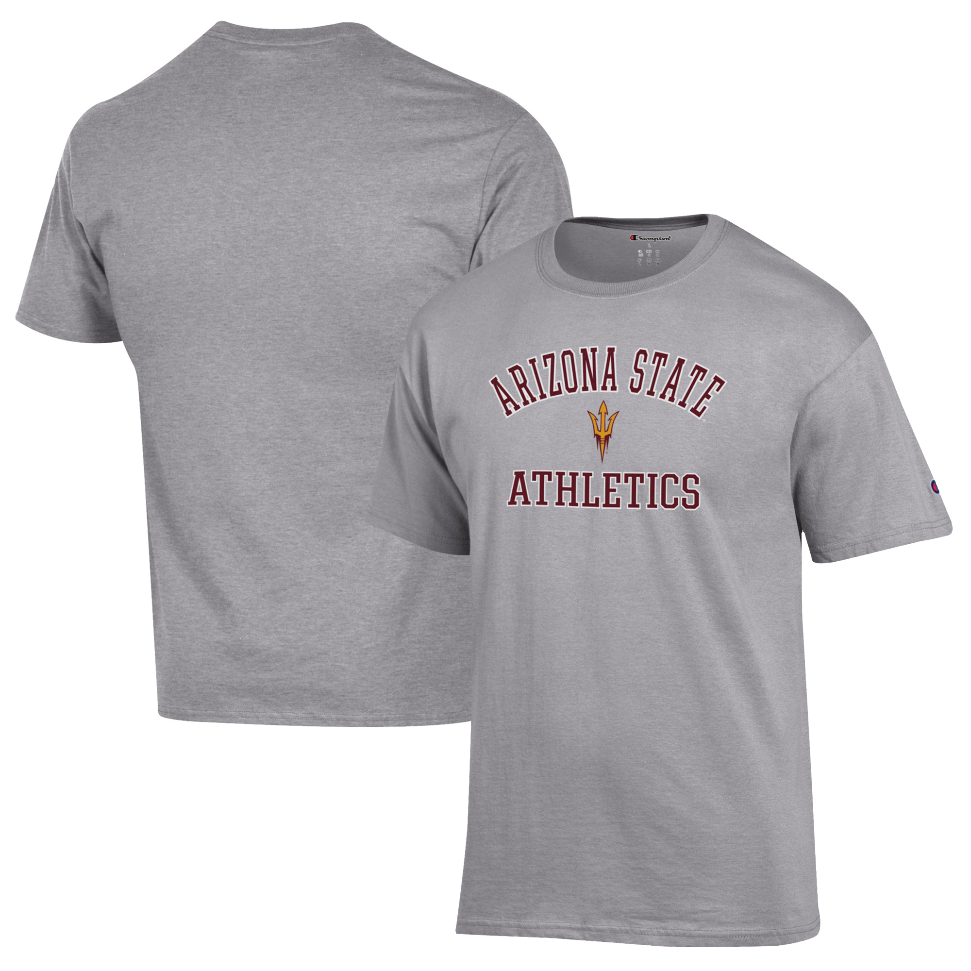 Men's Champion Gray Arizona State Sun Devils Athletics Logo T-Shirt