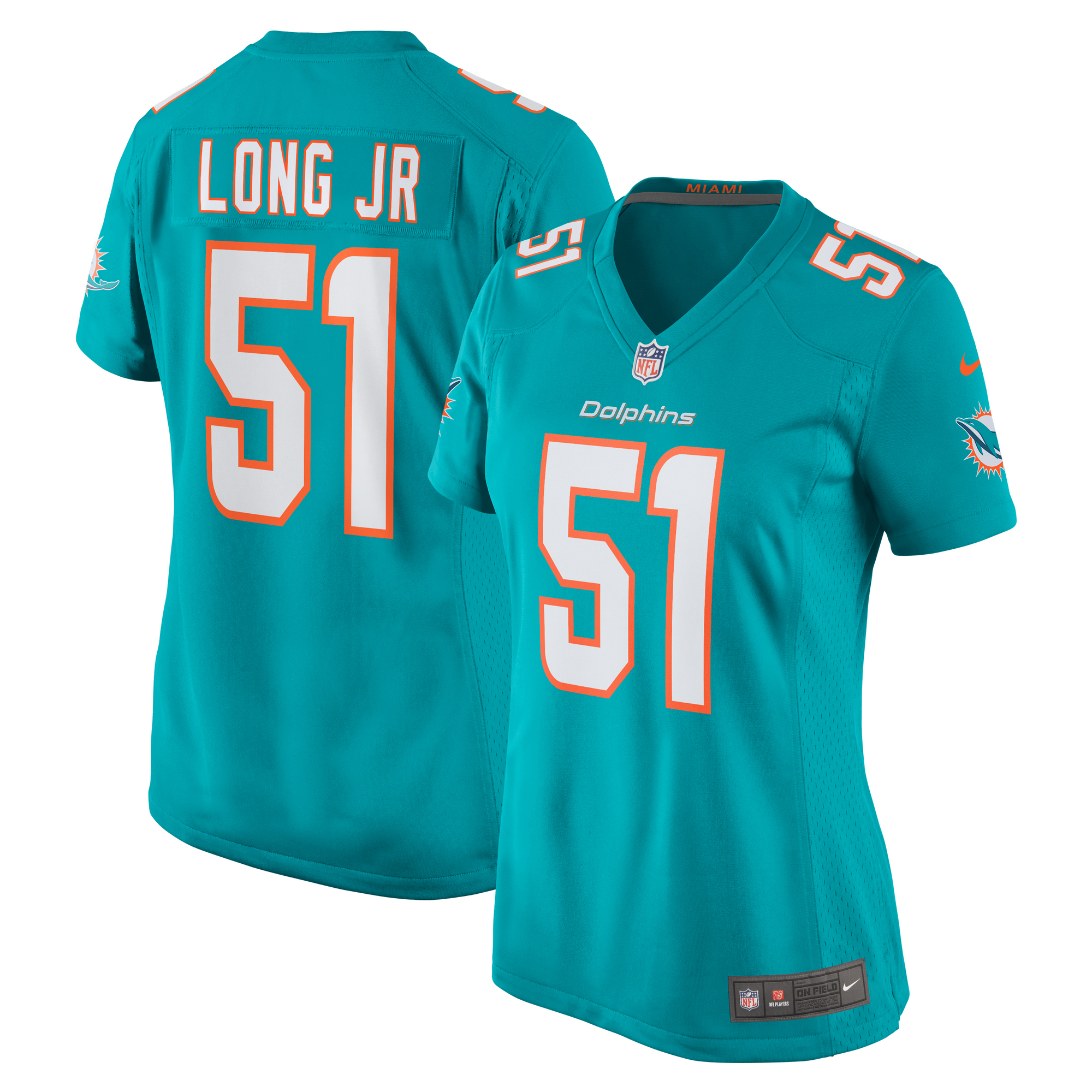 Women's Nike David Long Jr. Aqua Miami Dolphins Game Jersey - Image 5