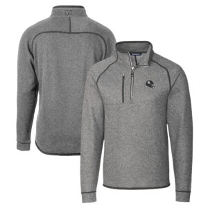 Men's Cutter & Buck  Silver Pittsburgh Steelers Helmet Mainsail Sweater-Knit Half-Zip Pullover Jacket