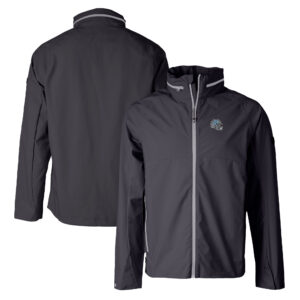 Men's Cutter & Buck  Black Detroit Lions Helmet Vapor Water Repellent Stretch Full-Zip Rain Jacket