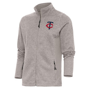 Women's Antigua Oatmeal Minnesota Twins Course Full-Zip Jacket