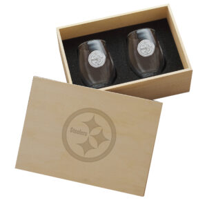 Pittsburgh Steelers Two-Piece Stemless Wine Glass Set with Collector's Box
