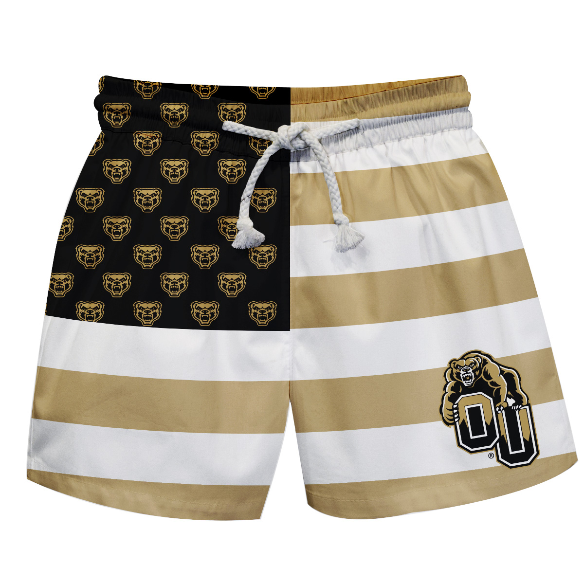 Toddler Vive La Fete Gold/Black Oakland Golden Grizzlies Flag Swim Trunks