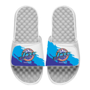 Youth ISlide x Mitchell & Ness  White Utah Jazz Paint Stripe Slide Sandals