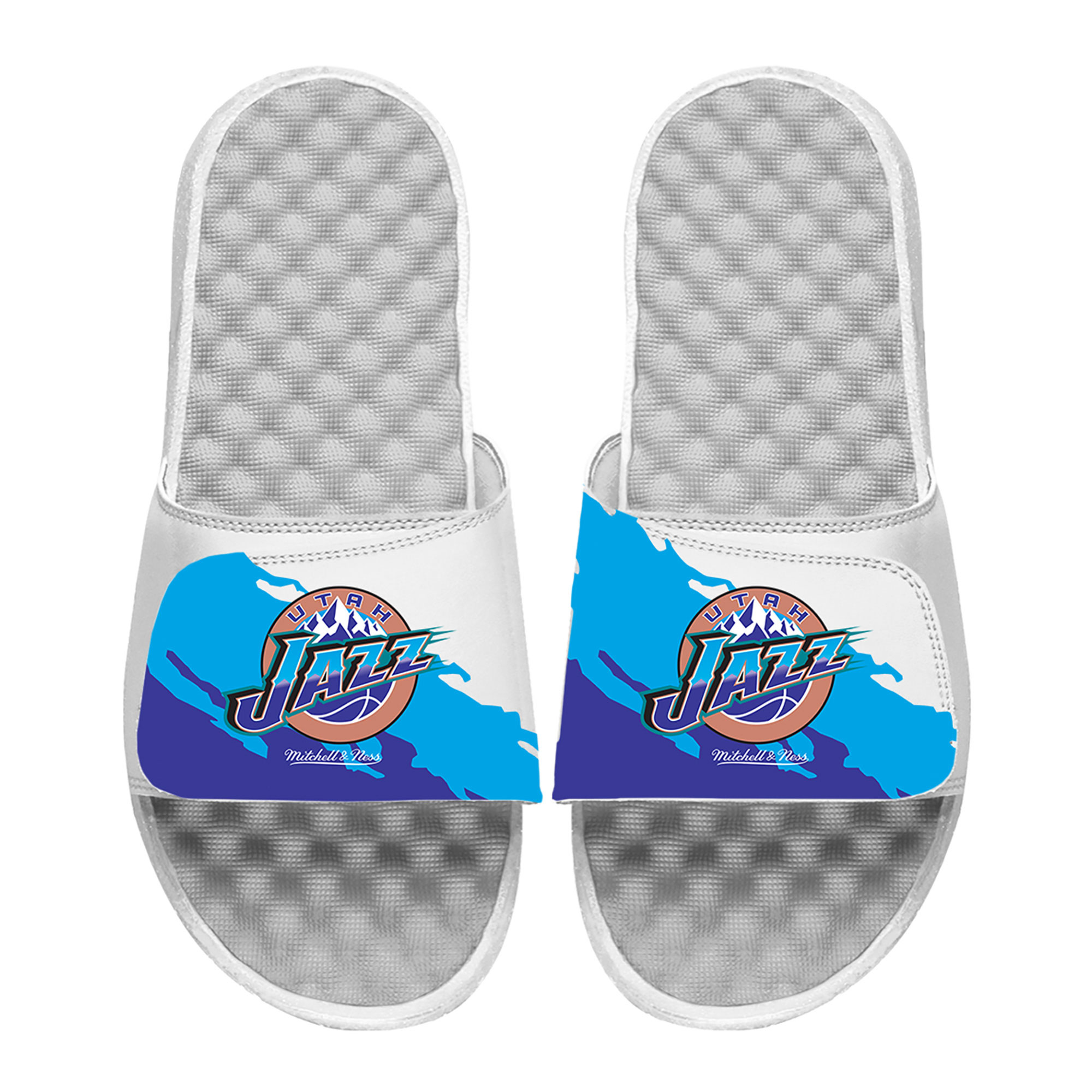Youth ISlide x Mitchell & Ness White Utah Jazz Paint Stripe Slide Sandals