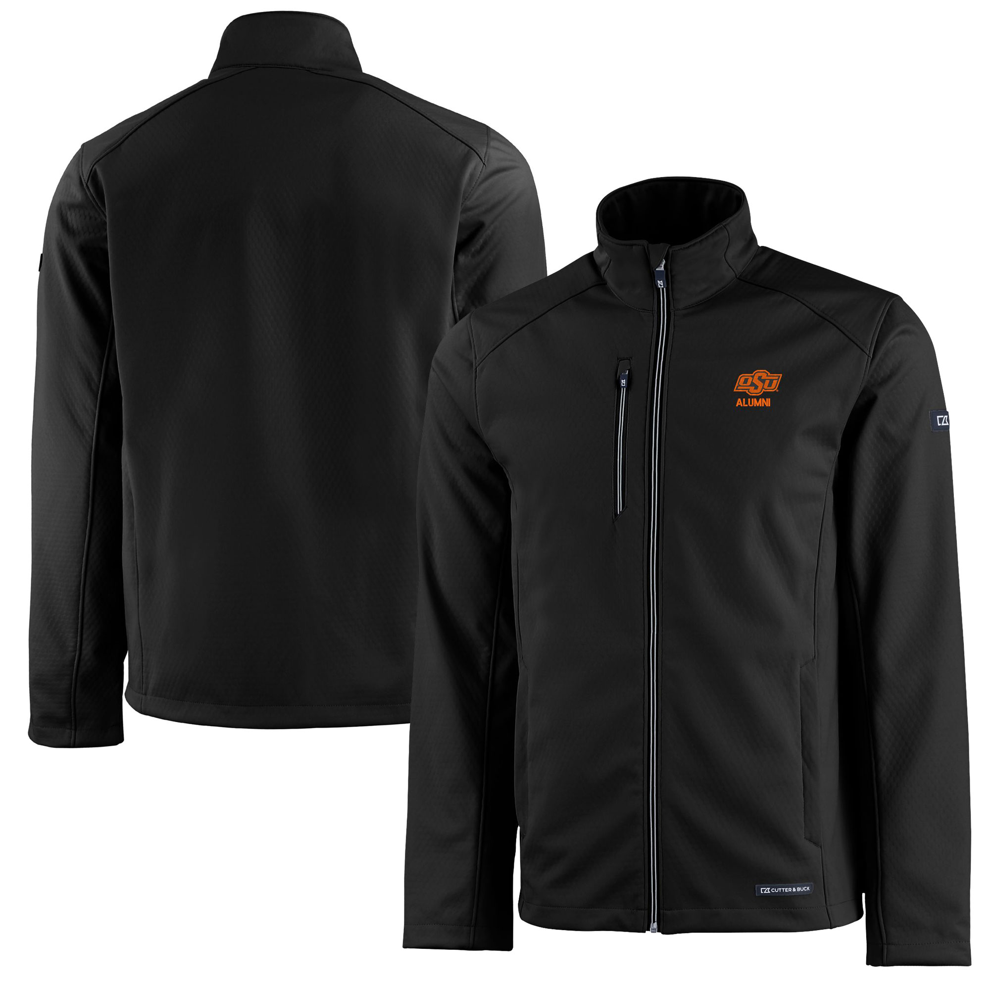 Men's Cutter & Buck Black Oklahoma State Cowboys Alumni Logo Evoke Eco Softshell Recycled Full-Zip Jacket - Image 2