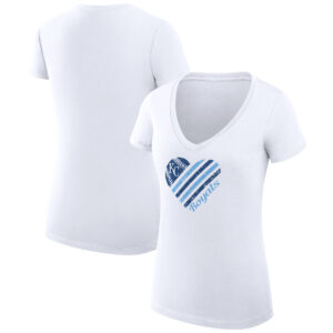 Women's G-III 4Her by Carl Banks  White Kansas City Royals Heart V-Neck Fitted T-Shirt