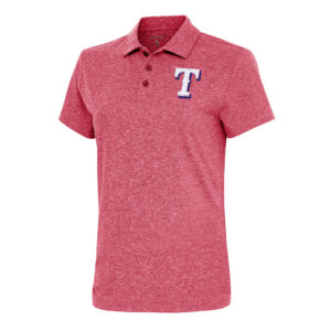 Women's Antigua  Heather Red Texas Rangers Motivated Polo