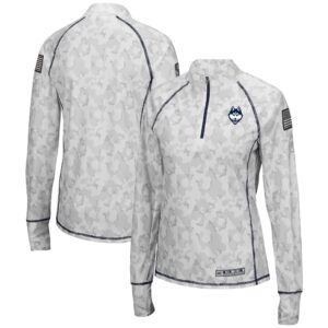 Women's Colosseum Camo UConn Huskies OHT Military Appreciation Officer Arctic Lightweight Quarter-Zip Top
