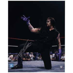 The Undertaker WWE Autographed 16" x 20" In Ring Kneeling Photograph