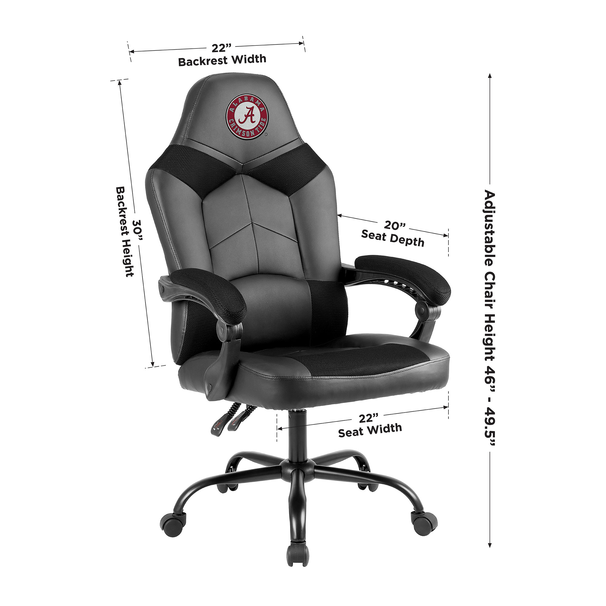 Imperial Black Alabama Crimson Tide Oversized Office Chair - Image 10