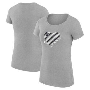 Women's G-III 4Her by Carl Banks Heather Gray Los Angeles Kings Heart Fitted T-Shirt