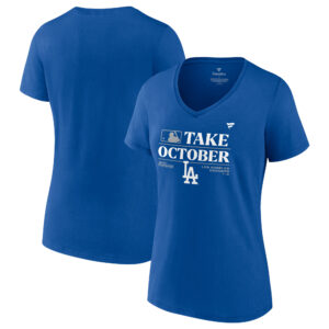 Women's Fanatics  Royal Los Angeles Dodgers 2023 Postseason Locker Room V-Neck T-Shirt