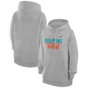 Women's G-III 4Her by Carl Banks  Heather Gray Miami Dolphins Graphic Fleece Pullover Hoodie