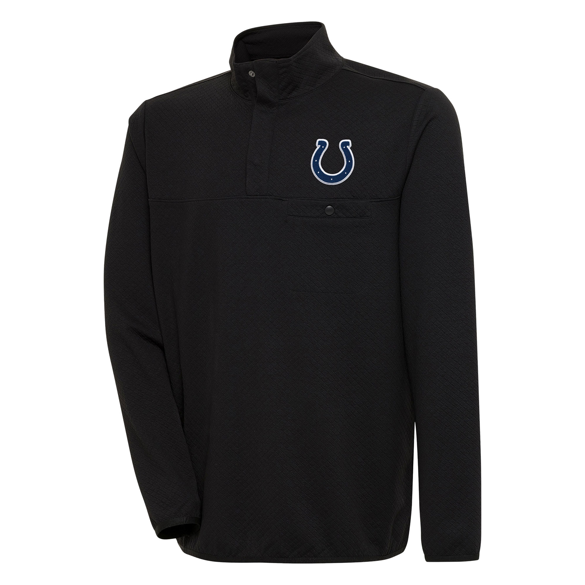 Men's Antigua Black Indianapolis Colts Streamer Quarter-Snap Pullover Jacket