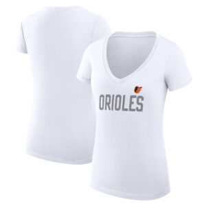 Women's G-III 4Her by Carl Banks  White Baltimore Orioles Dot Print V-Neck Fitted T-Shirt